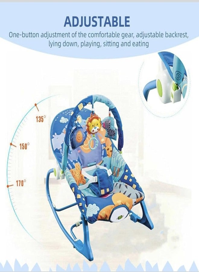 Richtots Premium Baby Rocker Chair Comfortable & Soothing Bouncer for Newborns. Multi-Position Recline, Vibrations, Removable Toys. Portable Design-Indigo Blue Color - Image 3